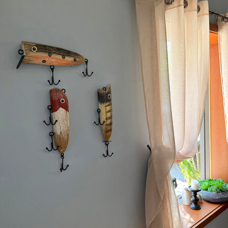 Fishing Lure Wall Sculptures Set of 3 with Hooks Fishing Lure Wall Sculptures Set of 3 with Hooks