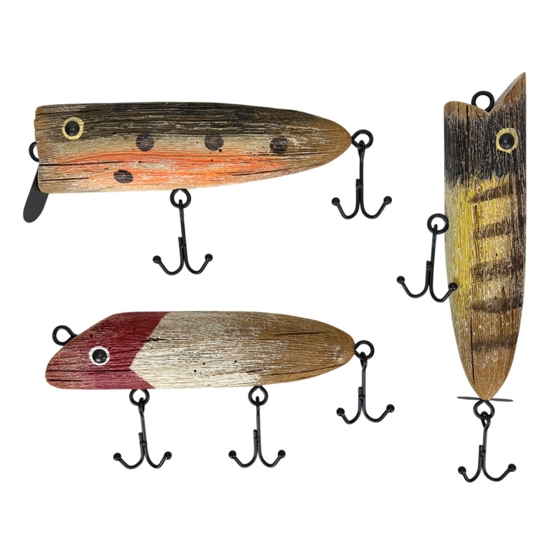 Fishing Lure Wall Sculptures Set of 3 with Hooks Fishing Lure Wall Sculptures Set of 3 with Hooks