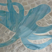 Zeckos Octopus Lazy Susan 16 Inch Handcrafted Capiz Shell Rotating Tray with Glossy Mosaic Surface, Light Blue and White