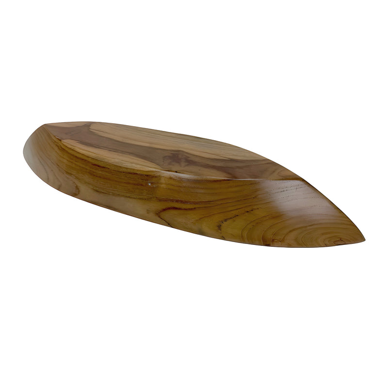 Zeckos Decorative Boat Bowl, 24-Inch Teak Wood with White Capiz Interior Image 11