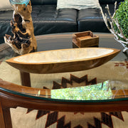 Zeckos Decorative Boat Bowl, 24-Inch Teak Wood with White Capiz Interior Image 5