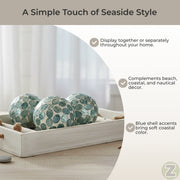 Blue - Image 5 - Zeckos Sea Blue Capiz Shell Decorative Orbs, Set of 3 Glossy 4 Inch Mosaic Sphere Accent Balls for Coastal