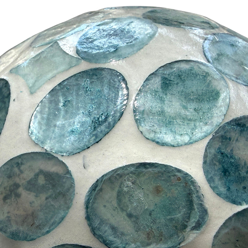 Blue - Image 9 - Zeckos Sea Blue Capiz Shell Decorative Orbs, Set of 3 Glossy 4 Inch Mosaic Sphere Accent Balls for Coastal