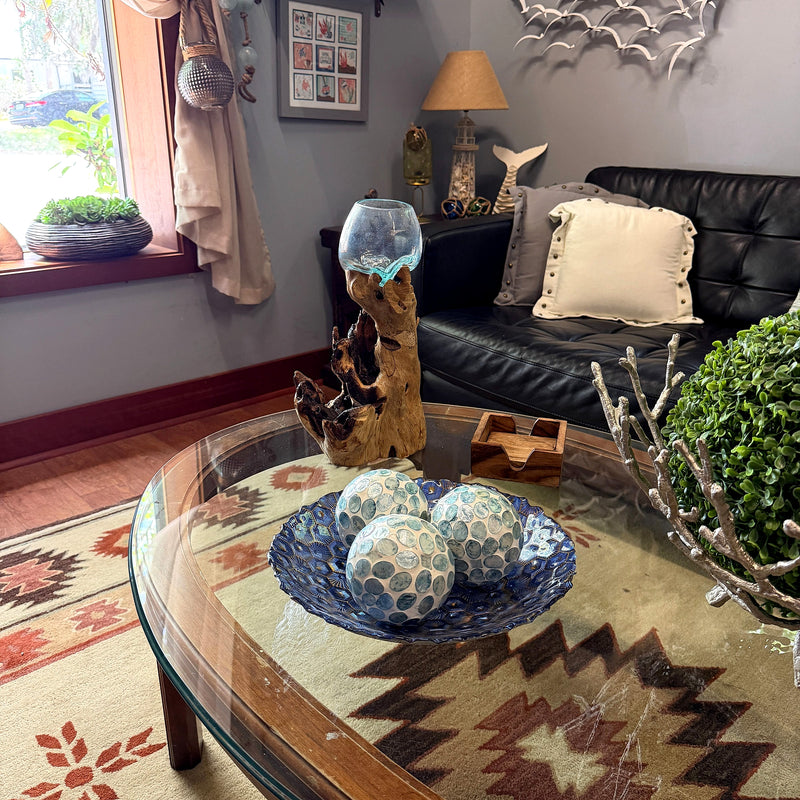 Blue - Image 5 - Zeckos Sea Blue Capiz Shell Decorative Orbs, Set of 3 Glossy 4 Inch Mosaic Sphere Accent Balls for Coastal