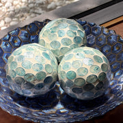 Blue - Image 8 - Zeckos Sea Blue Capiz Shell Decorative Orbs, Set of 3 Glossy 4 Inch Mosaic Sphere Accent Balls for Coastal