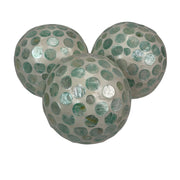 Green - Image 2 - Zeckos Decorative Balls Set of 3, Aqua Capiz Shell Orbs, 4 Inch Glossy Handmade Coastal Table Centerpiece