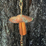 Mushroom - Image 7 - Zeckos Mushroom Rain Chain, 84 Inch Copper Metal with Verdigris Finish
