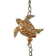 Sea Turtle, Starfish - Image 4 - Zeckos Sea Turtle Rain Chain with Starfish, 84 Inch Copper Metal