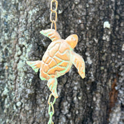 Sea Turtle, Starfish - Image 7 - Zeckos Sea Turtle Rain Chain with Starfish, 84 Inch Copper Metal