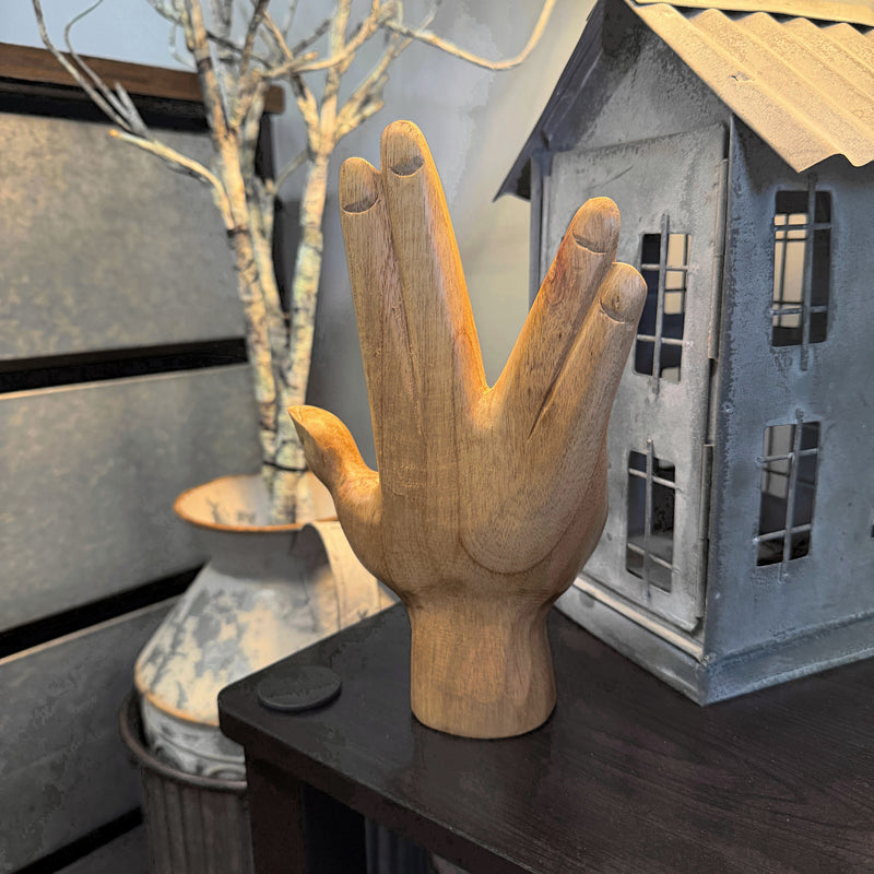 Split Finger - Image 6 - Zeckos Split-Finger Hand Sculpture, 7.75 Inch Carved Natural Albesia Wood