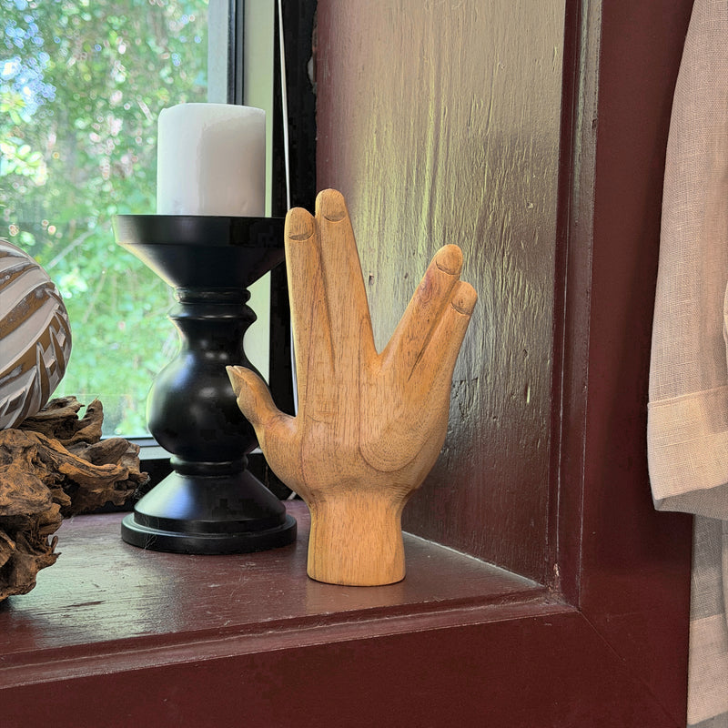 Split Finger - Image 7 - Zeckos Split-Finger Hand Sculpture, 7.75 Inch Carved Natural Albesia Wood
