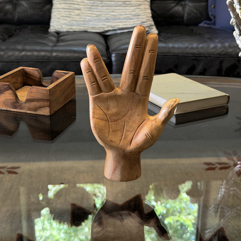 Split Finger - Image 8 - Zeckos Split-Finger Hand Sculpture, 7.75 Inch Carved Natural Albesia Wood