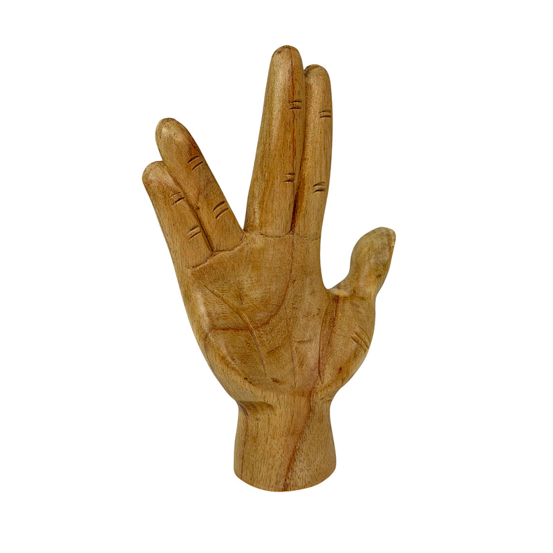 Split Finger - Image 1 - Zeckos Split-Finger Hand Sculpture, 7.75 Inch Carved Natural Albesia Wood