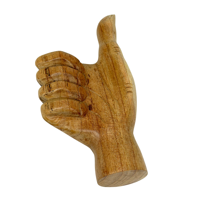 Thumps Up - Image 3 - Zeckos Thumbs Up Hand Statue, Hand-Carved Wood, 7.75 Inch Tall Tabletop