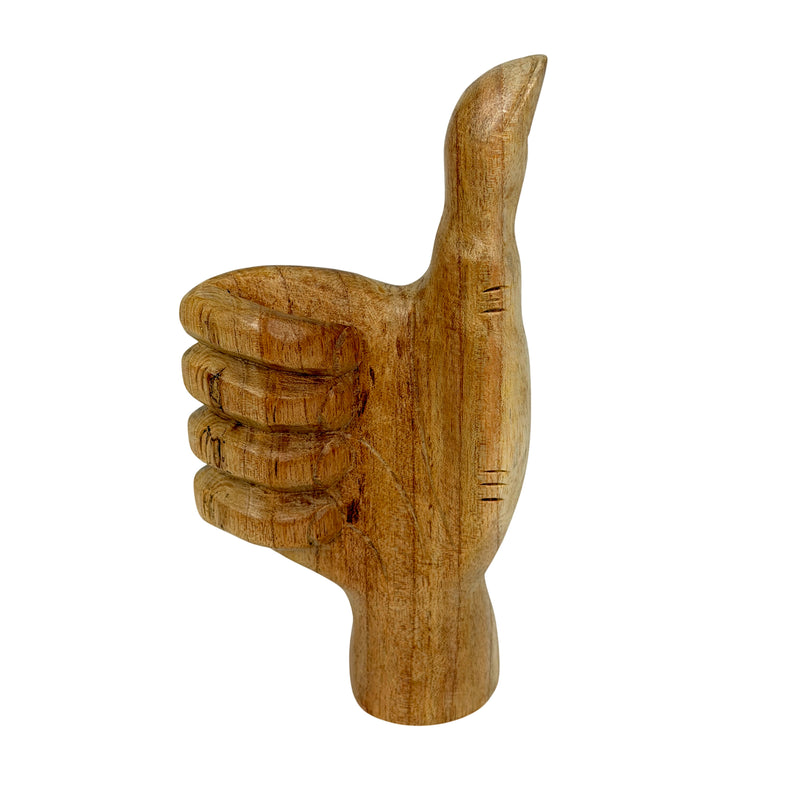 Thumps Up - Image 2 - Zeckos Thumbs Up Hand Statue, Hand-Carved Wood, 7.75 Inch Tall Tabletop