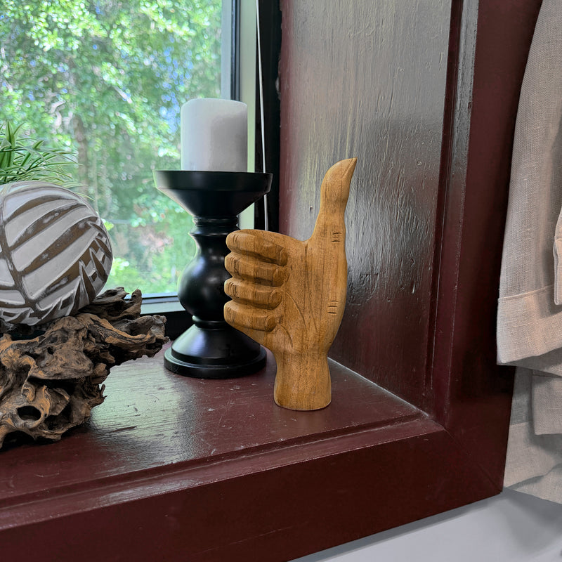 Thumps Up - Image 7 - Zeckos Thumbs Up Hand Statue, Hand-Carved Wood, 7.75 Inch Tall Tabletop