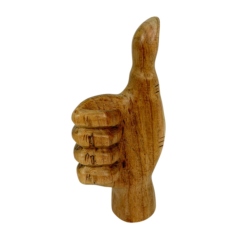 Thumps Up - Image 1 - Zeckos Thumbs Up Hand Statue, Hand-Carved Wood, 7.75 Inch Tall Tabletop