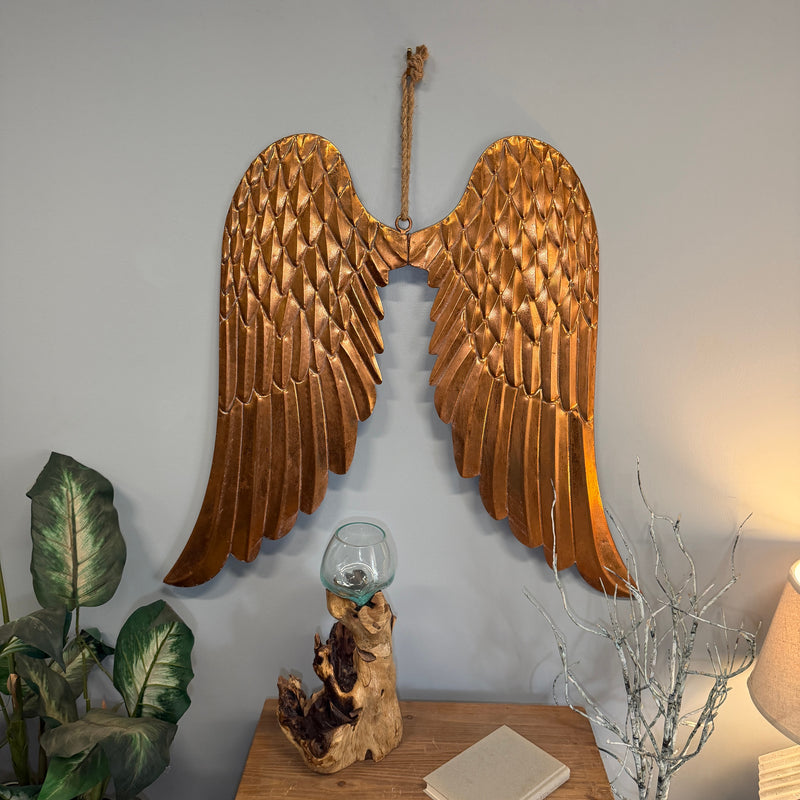 Copper - Image 4 - Zeckos Angel Wings Wall Sculpture, 34 Inch Wide Copper-Toned Metal