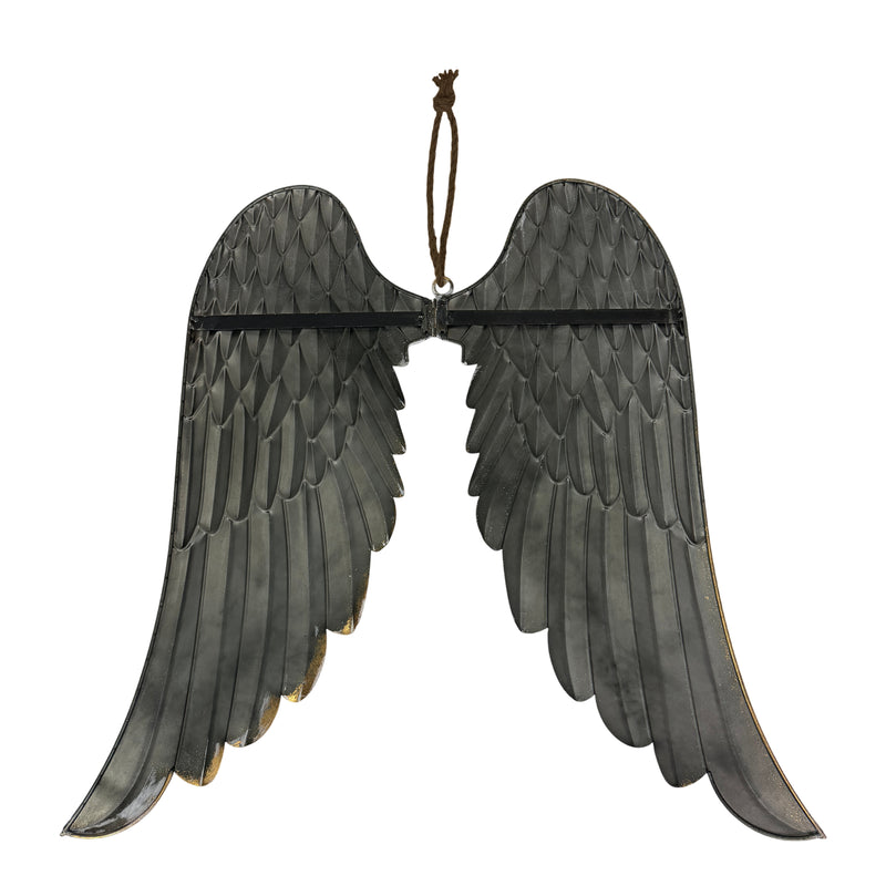 White - Image 3 - Zeckos Angel Wings Wall Sculpture, 34-Inch Metal White with Gold Accents