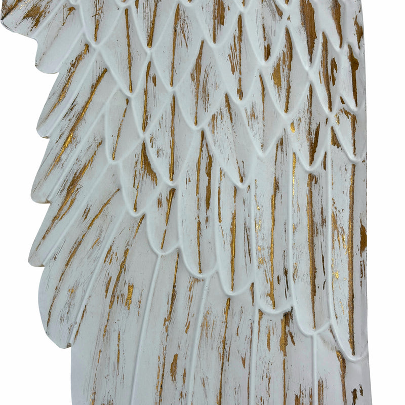 White - Image 8 - Zeckos Angel Wings Wall Sculpture, 34-Inch Metal White with Gold Accents