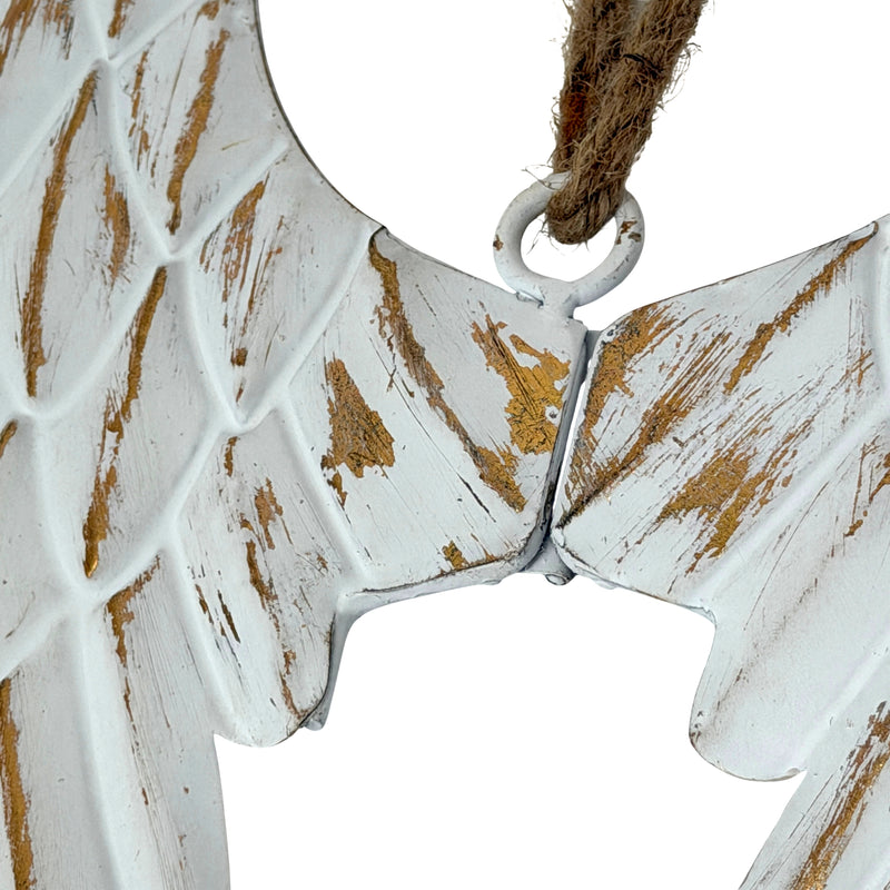 White - Image 9 - Zeckos Angel Wings Wall Sculpture, 34-Inch Metal White with Gold Accents