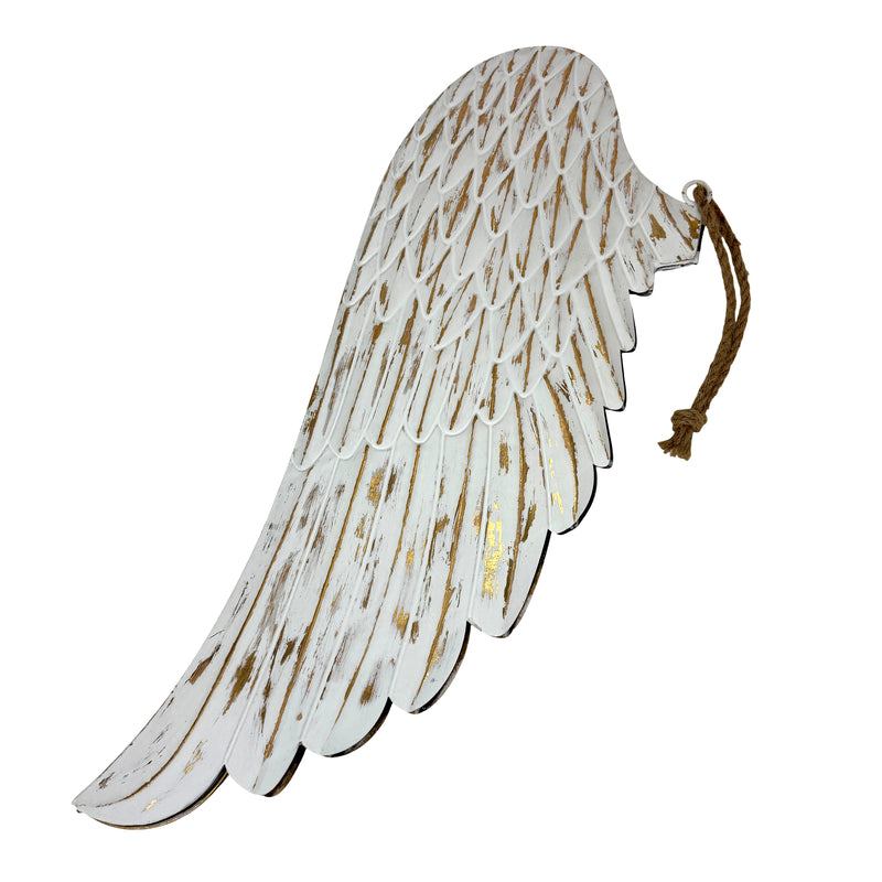 White - Image 11 - Zeckos Angel Wings Wall Sculpture, 34-Inch Metal White with Gold Accents