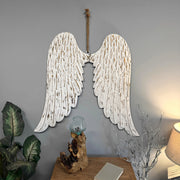 White - Image 4 - Zeckos Angel Wings Wall Sculpture, 34-Inch Metal White with Gold Accents
