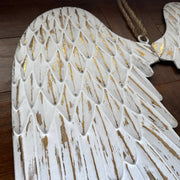 White - Image 7 - Zeckos Angel Wings Wall Sculpture, 34-Inch Metal White with Gold Accents