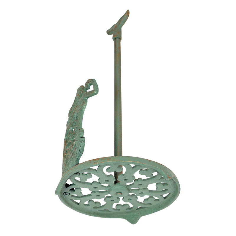 Zeckos Mermaid Paper Towel Holder, Verdigris Iron Tail Finial, 14 Inch Tall Image 3