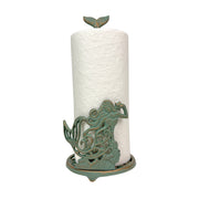 Zeckos Mermaid Paper Towel Holder, Verdigris Iron Tail Finial, 14 Inch Tall Image 2