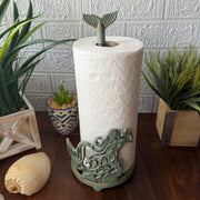 Zeckos Mermaid Paper Towel Holder, Verdigris Iron Tail Finial, 14 Inch Tall Image 7