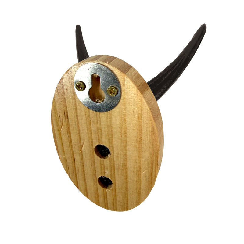 Zeckos Set of 3 Cast Iron Antler Wall Hooks, 3.75 Inch Tall, Wood-Backed Image 3