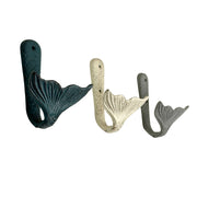 Zeckos Set of 3 Mermaid Tail Wall Hooks, Cast Iron, 5 Inch High Image 2