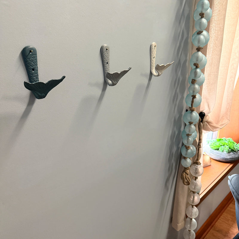 Zeckos Set of 3 Mermaid Tail Wall Hooks, Cast Iron, 5 Inch High Image 7