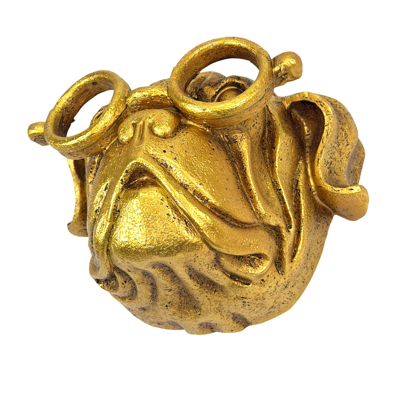 Zeckos Bulldog Wall Planter, Antique Gold Resin, 8 Inch Wide with Glasses Image 3