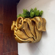 Zeckos Bulldog Wall Planter, Antique Gold Resin, 8 Inch Wide with Glasses Image 5