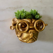 Zeckos Bulldog Wall Planter, Antique Gold Resin, 8 Inch Wide with Glasses Image 7