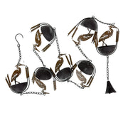 Brown - Image 2 - Zeckos Heron Rain Chain, 84 Inch Brown Metal with 7 Bird and Cattail Cups