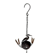 Brown - Image 9 - Zeckos Heron Rain Chain, 84 Inch Brown Metal with 7 Bird and Cattail Cups