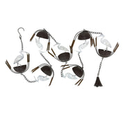 White - Image 2 - Zeckos Heron Bird Rain Chain 84 Inch White Metal with 7 Cups, Hook and Bell