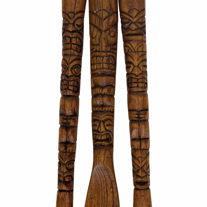 Zeckos Set of 3 Tiki Carved Wood Wall Cutlery, 24-Inch Spoon Fork Knife Image 9