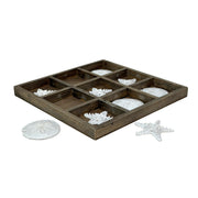 Brown - Image 2 - Zeckos Tic Tac Toe Tabletop Decor, 12 Inch Wood, Sand Dollar and Starfish