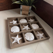Brown - Image 4 - Zeckos Tic Tac Toe Tabletop Decor, 12 Inch Wood, Sand Dollar and Starfish