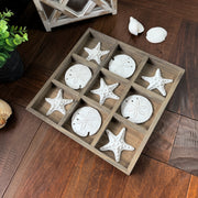 Brown - Image 6 - Zeckos Tic Tac Toe Tabletop Decor, 12 Inch Wood, Sand Dollar and Starfish