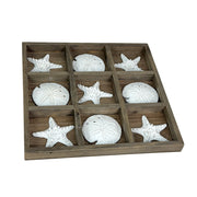 Brown - Image 1 - Zeckos Tic Tac Toe Tabletop Decor, 12 Inch Wood, Sand Dollar and Starfish