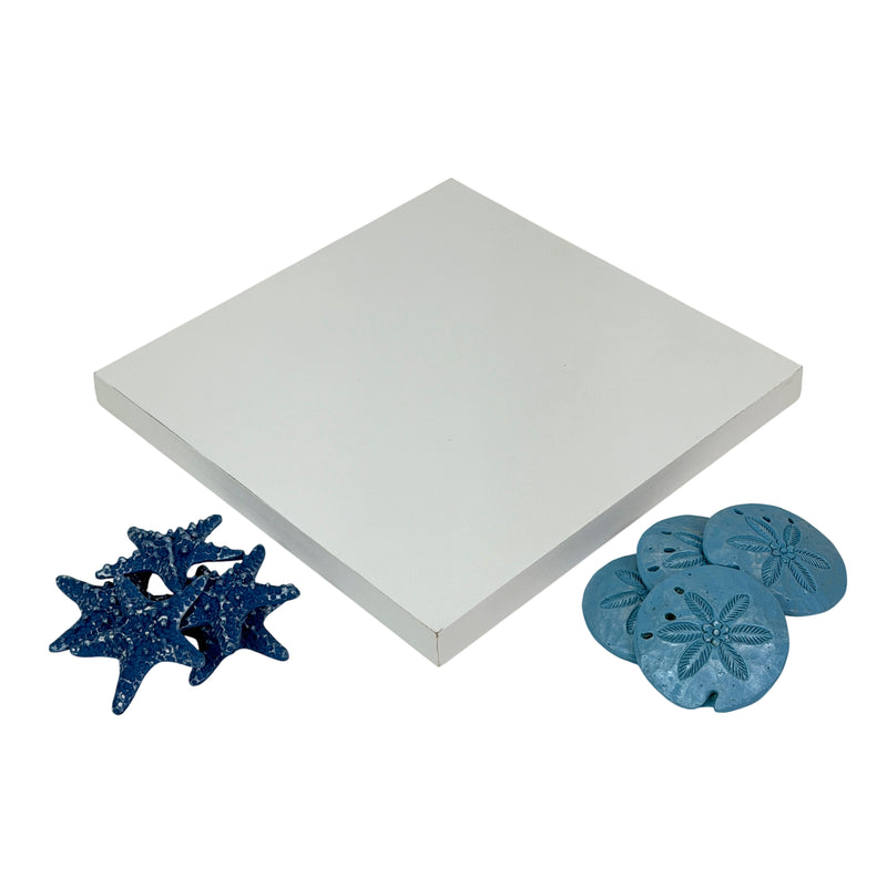 White - Image 3 - Zeckos Coastal Tabletop Decor, 12 Inch Wood Sand Dollar and Starfish