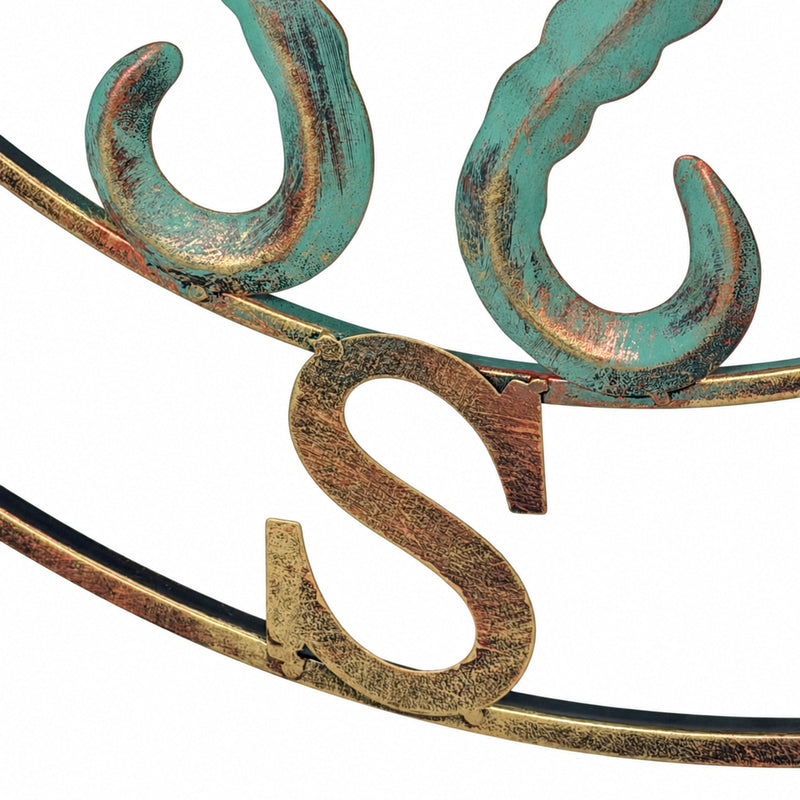 Zeckos Octopus Compass Rose Wall Sculpture, 28 Inch Metal Aqua and Bronze Image 10
