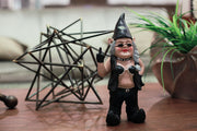 Gnofun The Rebellious Lady Biker Gnome - Unique and Funny Decorative 12.5-Inch Tall Indoor/Outdoor Rude Gesture Resin Statue