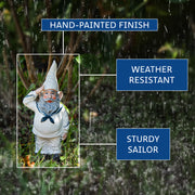 8-Inch Tall United States Navy Garden Gnome Statue, an Impactful Military Figurine and Home Decor Accent, Capturing the