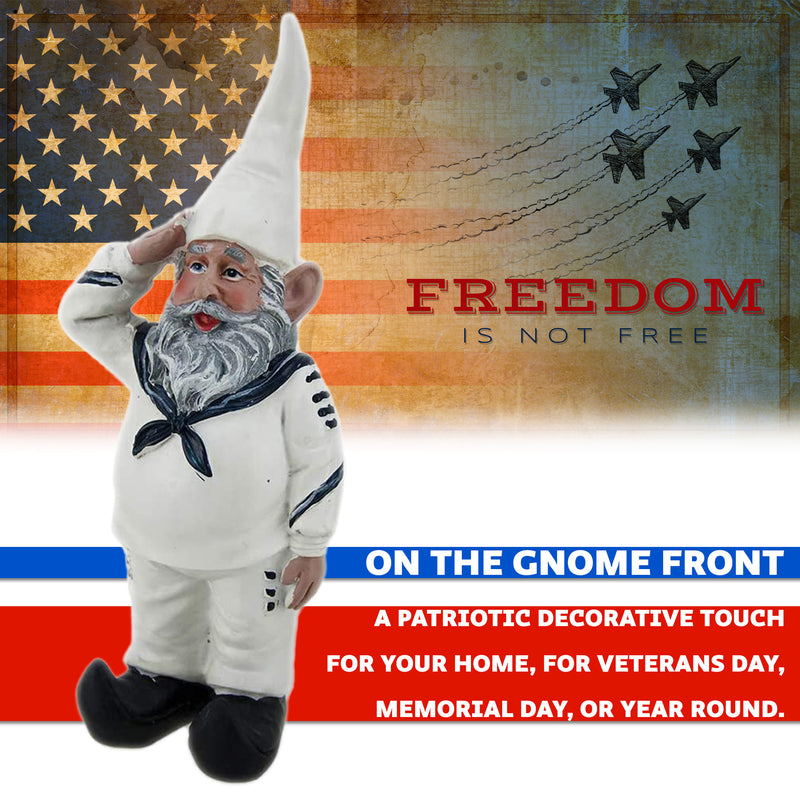 8-Inch Tall United States Navy Garden Gnome Statue, an Impactful Military Figurine and Home Decor Accent, Capturing the